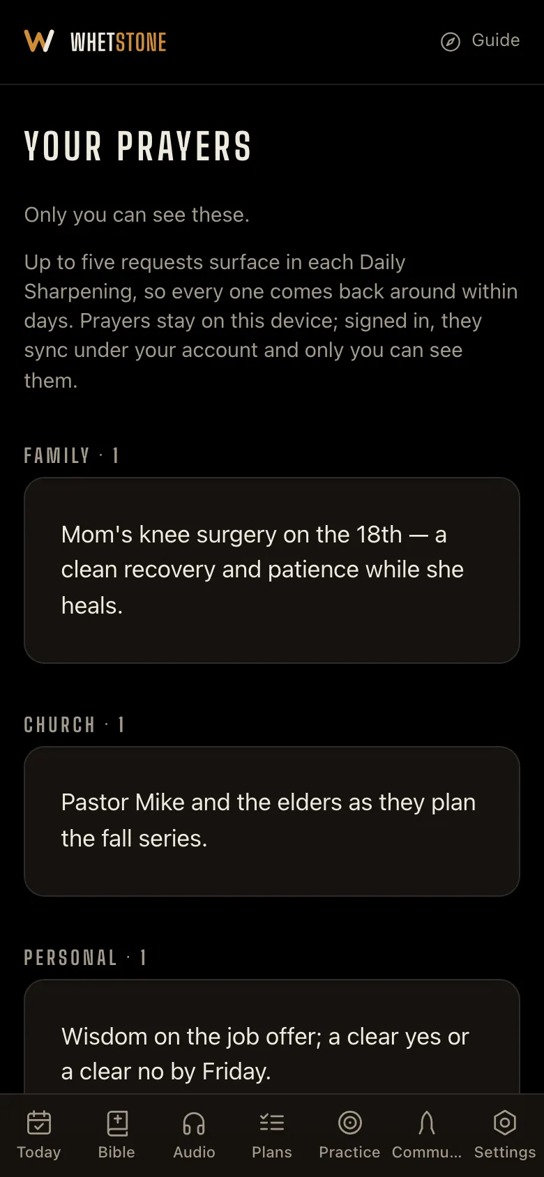 Your prayer list.