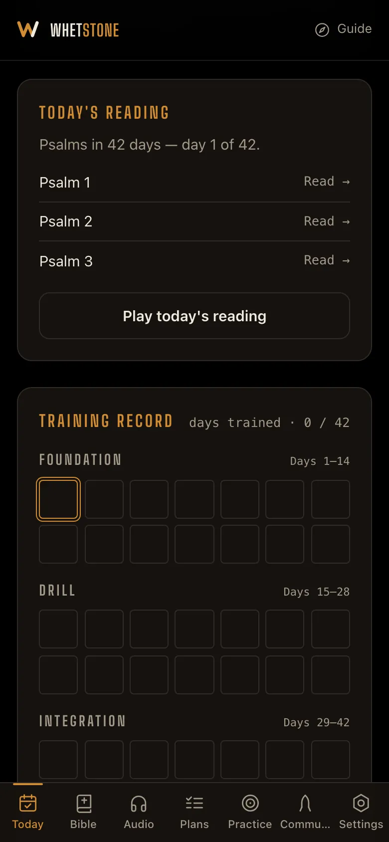 Progress — your training record.