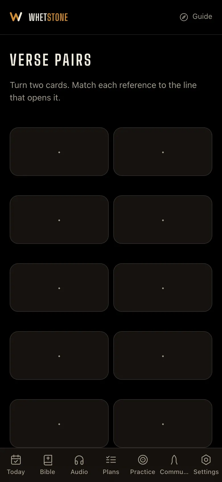 Verse Pairs — the memory board.